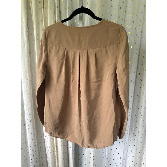 Chico Front Tassel Tie Solid Peasant Style Long Sleeve Elastic Wrist Blouse US 4 - Picture 4 of 6